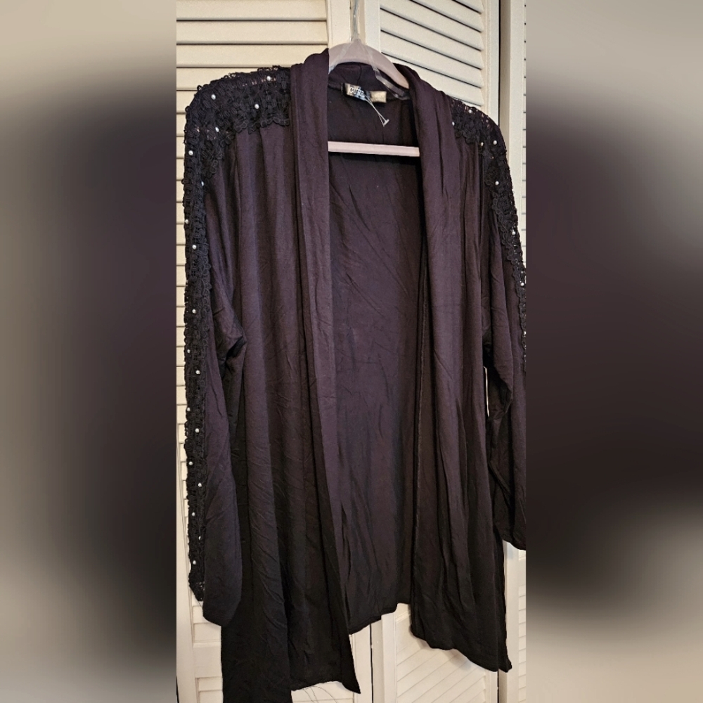 Cardigan With Pearls And Lace Down The Arms. NWOT
